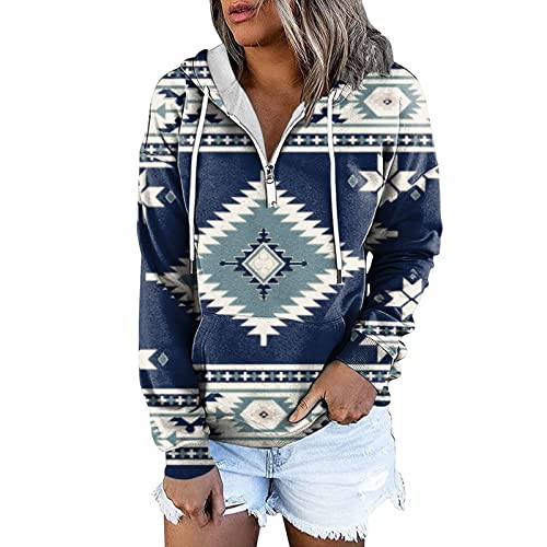 HKUOPW Hoody Unterdamen Lauschig Herbste aztekisch Hoody Clubkleidung Polyester Hoody Women's Kordelzug Kaputze Soft Ethno Ärmel Langes Kapuzen von HKUOPW