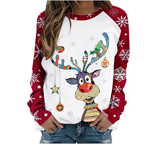 HKUOPW Sweatshirt Woman Sanft Langärmlige Rundhals Sweajacke Animal Entwürfe Pullover Women Wintern Gemütlich Homewear Mittelgewicht Langen von HKUOPW