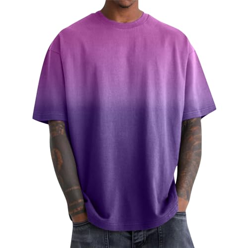 Oversized Tshirt Herren T Shirt Herren T Shirt Gym Tshirt Herren Herren T Shirt Herren T Shirt Herren T-Shirt V Ausschnitt Oversized Tshirt Langarmshirts für Herren T Shirt Lila 5XL von HKUOPW