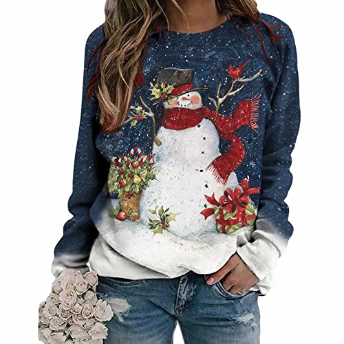 Pullover Damene Mittelgewicht Pullover mit Print Neuheit Mit Rundhals Sweatshirt Weiblich Tailliert Wärmender Ärmel Langes Grosse Groessen Loungewear Christmas von HKUOPW