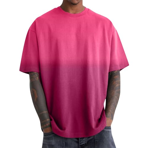 Tshirt Herren Gym Tshirt Herren T-Shirts für Herren Langarmshirts für Herren Gym Shirt Herren T-Shirts Herren Henley Shirt Herren Shirt Sportshirt Herren Kurzarm T-Shirt Rosa 5XL von HKUOPW