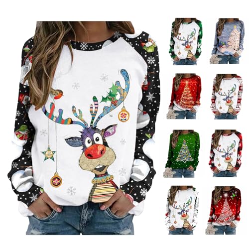 Weihnachtspullover Damen Rundhals Sweatshirt Pullover Winter Sweater Pullis Bluse Weihnachtspulli Frühling Und Herbst Oberteile Top von HKUOPW