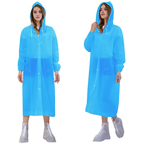 Regenjacke Damen Wasserdicht Dünne Regenmantel Lang Atmungsaktiv Faltbar Herren Regenponcho Transparent Regencape Leicht Wiederverwendbar für Motorrad Wandern Fahrrad Reisen (Blau, Einheitsgröße) von HMCEY