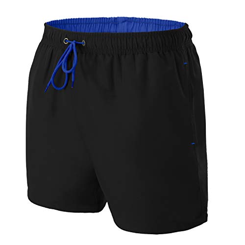 HMIYA Badehose Herren 2 in 1 Badeshorts Schwimmhose Schnelltrocknend Kurz Boardshorts mit Kompression und Reißverschlusstaschen von HMIYA