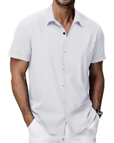 HMIYA Herren Hemd Baumwolle Hemd Sommer Freizeithemd Businesshemd Regular Fit Kurzarmhemd,weiß,3XL HMIYA Herren Hemd Baumwolle Hemd Sommer Freizeithemd Businesshemd Regular Fit Kurzarmhemd,weiß,3XL von HMIYA