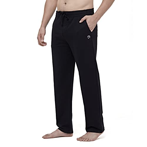 HMIYA Herren Jogginghose Baumwolle Sweathose Lange Atmungsaktiv Sporthose Yogahose Klassische Trainingshose mit Taschen(Schwarz,2XL) von HMIYA