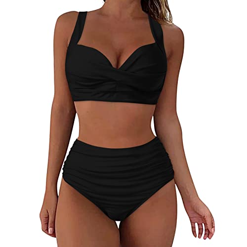 HMLTD High Waist Bikini Damen Bauchweg Badeanzug Push Up Bikini-Sets für Damen Sexy Wickel Crossover Bademode Hohe Taille Bikinis Zweiteiliger Badeanzug Badeanzüge Swimsuits for Women von HMLTD