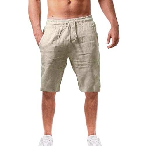 Herren Leinenhose Lang Leicht Sommerhose Loose Fit Freizeithose für Urlaub Strand Alltag, Kordelzug Übergröße Baumwollehosen Lose Haremshose Herren Strandhose Hippie Hose von HMLTD