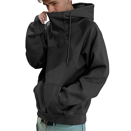 Pullover Herren Rollkragen Hip Hop Fleece Pulli Kapuzenpullover Hoodie Sweater Sweatshirt Mit Kapuze Oversize Urban von HMLTD