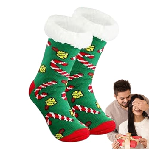 Winter-Baumwollsocken - Weihnachts-Wintersocken,Weiche Damen-Baumwoll-Weihnachts-Fleece-gefütterte Slipper-Greifersocke für Kinder Hmltd von HMLTD