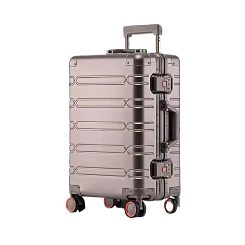 HMTJATOT Ganzaluminium-Magnesium-Legierung Metall Herren Trolley Box Universalrad Damen Metall Passwort Geschäftsreise Boarding Case Hard (Color : Champagne, Size : 29 inche) von HMTJATOT