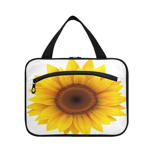 Kulturbeutel zum Aufhängen, für Damen, Herren, Jungen, Mädchen, Aquarell, Sonnenblume, Gelb, wasserdicht, Kosmetiktasche, Make-up-Tasche, Kulturbeutel, Organizer für Reiseutensilien, Flasche, multi, M von HMZXZ