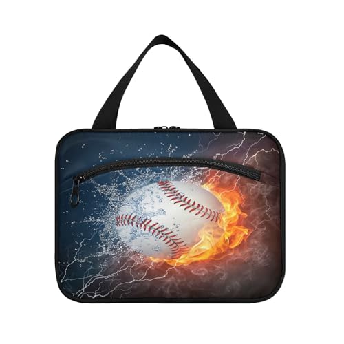 Kulturbeutel zum Aufhängen, für Damen, Herren, Jungen, Mädchen, Ball, Baseball, wasserdicht, Kosmetiktasche, Make-up-Tasche, Kulturbeutel, Organizer für Reiseutensilien, Flasche, multi, L von HMZXZ