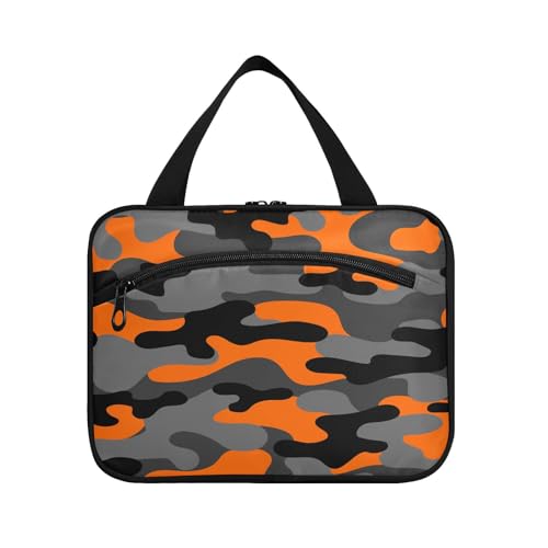 Kulturbeutel zum Aufhängen, für Damen, Herren, Jungen, Mädchen, Orange, Militär-Camouflage, wasserdicht, Kosmetiktasche, Make-up-Tasche, Kulturbeutel, Organizer für Reiseutensilien, Flasche, multi, L von HMZXZ