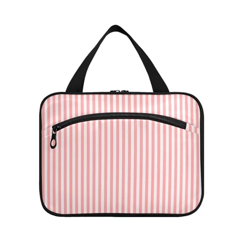 Kulturbeutel zum Aufhängen, für Damen, Herren, Jungen, Mädchen, Sommer, gestreift, rosa, wasserdicht, Kosmetiktasche, Make-up-Tasche, Kulturbeutel, Organizer für Reiseutensilien, Flasche, multi, M von HMZXZ