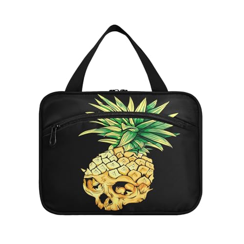 Kulturbeutel zum Aufhängen, für Damen, Herren, Jungen, Mädchen, Totenkopf, Ananas, tropische Früchte, wasserdichte Kosmetiktasche, Make-up-Tasche, Kulturbeutel, Organizer für Reiseutensilien, Flasche, von HMZXZ