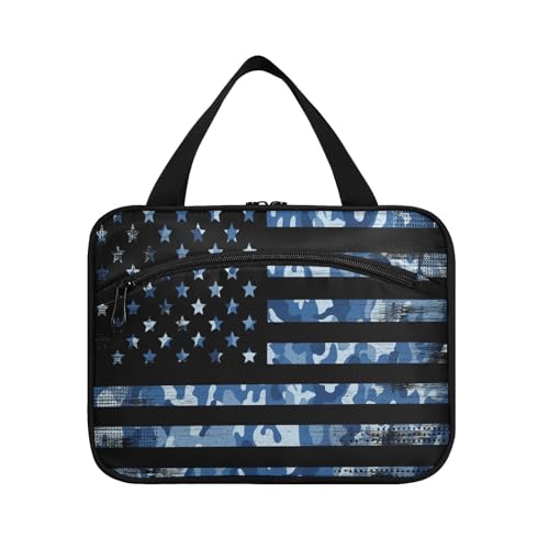 Kulturbeutel zum Aufhängen, für Damen, Herren, Jungen, Mädchen, USA-Flagge, Camouflage, wasserdicht, Kosmetiktasche, Kulturbeutel, Organizer für Reiseutensilien, Flasche, multi, M von HMZXZ