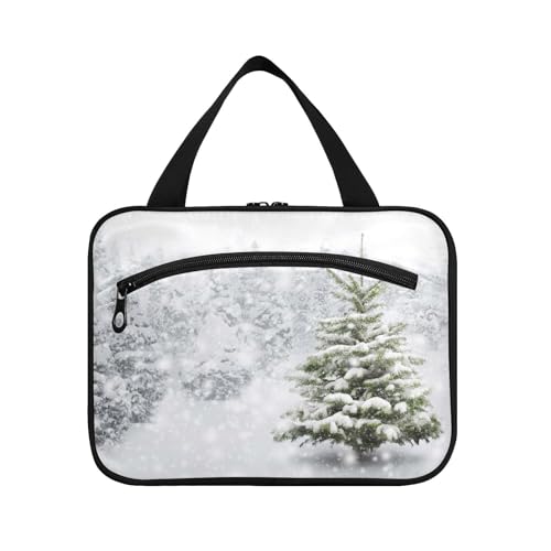 Kulturbeutel zum Aufhängen, für Damen, Herren, Jungen, Mädchen, Winterbaum, Schneeflocken, wasserdichte Kosmetiktasche, Make-up-Tasche, Kulturbeutel, Organizer für Reiseutensilien, Flasche, multi, L von HMZXZ