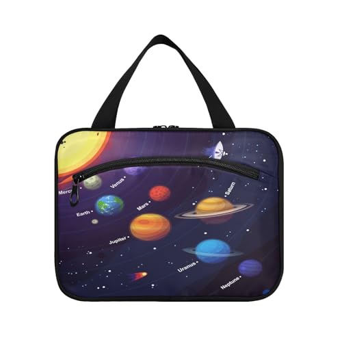 Kulturbeutel zum Aufhängen, für Damen, Herren, Jungen, Mädchen, bunte Planeten, kosmische Elemente, wasserdichte Kosmetiktasche, Kulturbeutel, Organizer für Reiseutensilien, Flasche, multi, M von HMZXZ