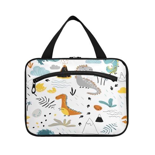 Kulturbeutel zum Aufhängen, für Damen, Herren, Jungen, Mädchen, niedliche Dinosaurier-Berge, wasserdichte Kosmetiktasche, Make-up-Tasche, Kulturbeutel, Organizer für Reiseutensilien, Flasche, multi, L von HMZXZ