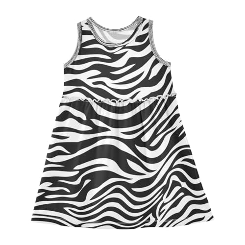 Mädchen Kleider Zebra Haut Textur Ärmellos Kleid Sommerkleid Baumwolle Casual Kleid für 2-8 Jahre Tier Streifen Haut Mädchen Kleider Zebra Haut Textur Ärmellos Kleid Sommerkleid Baumwolle Casual Kleid für 2-8 Jahre Tier Streifen Haut von HMZXZ