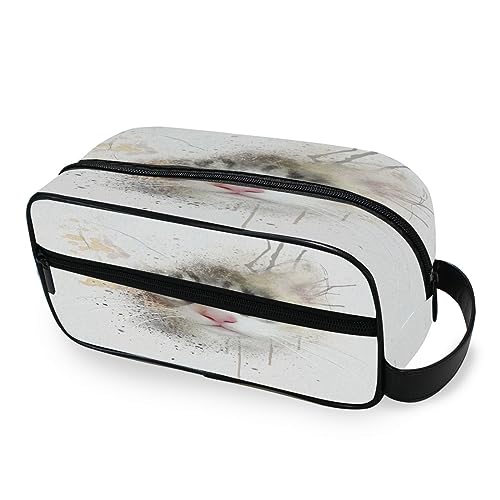 Tragbare Kulturtasche Aquarell Tier Katze Reise Waschtasche Multifunktions Kosmetiktasche Make-up Beutel Aufbewahrungstasche für Frauen Männer Jungen Mädchen, multi von HMZXZ