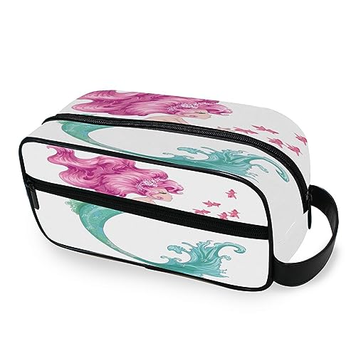 Tragbare Kulturtasche Meer Meerjungfrau Mädchen Reise Waschtasche Multifunktions Kosmetiktasche Make-up Tasche Aufbewahrungstasche für Frauen Männer Jungen Mädchen, multi von HMZXZ