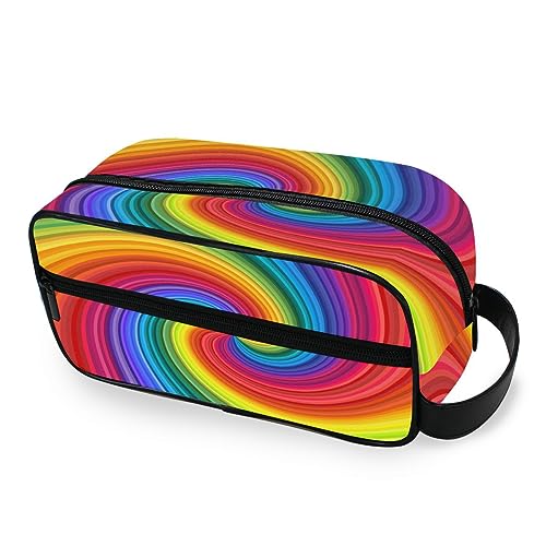 Tragbare Kulturtasche Regenbogen Bunte Wirbel Tie Dye Reise Waschtasche Multifunktions Kosmetiktasche Make-up-Tasche Aufbewahrungstasche für Frauen Männer Jungen Mädchen, multi von HMZXZ