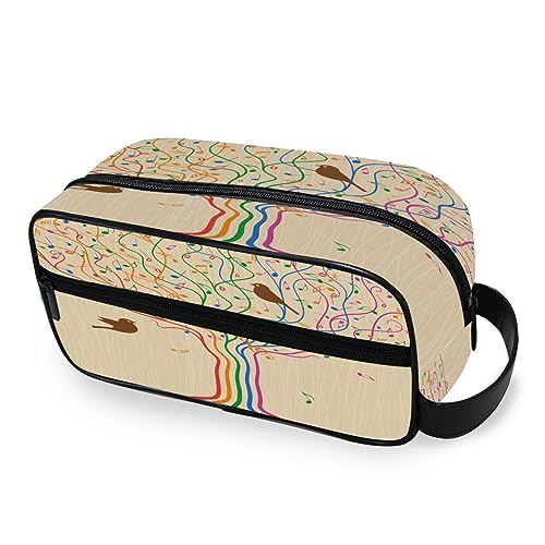 Tragbare Kulturtasche Regenbogen Musik Baum Vogel Reise Waschtasche Multifunktions Kosmetiktasche Make-up-Tasche Aufbewahrungstasche für Frauen Männer Jungen Mädchen, multi von HMZXZ