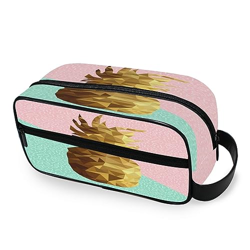 Tragbare Kulturtasche Sommer Ananas Druck Reise Waschtasche Multifunktions Kosmetiktasche Make-up Beutel Aufbewahrungstasche für Frauen Männer Jungen Mädchen, multi von HMZXZ