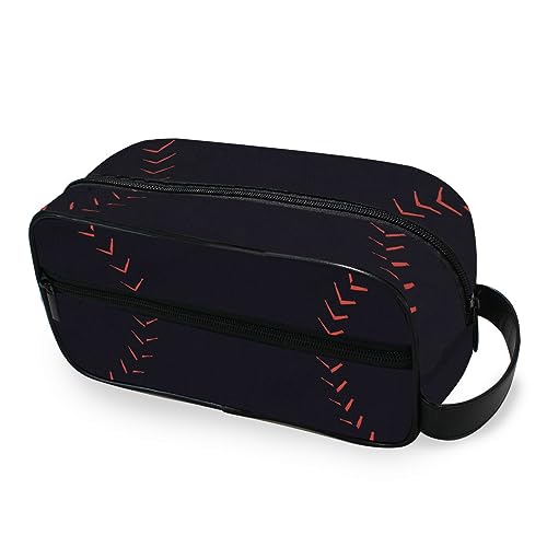 Tragbare Kulturtasche Sport Baseball Black Ball Reise Waschtasche Multifunktions Kosmetiktasche Make-up Tasche Aufbewahrungstasche für Frauen Männer Jungen Mädchen, multi von HMZXZ