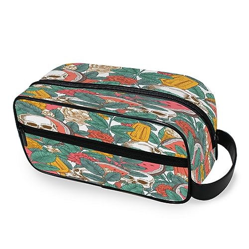 Tragbare Kulturtasche Sugar Skull Flower Print Travel Wash Bag Multifunction Cosmetic Bag Makeup Pouch Storage Bag for Women Men Boys Girls, multi von HMZXZ