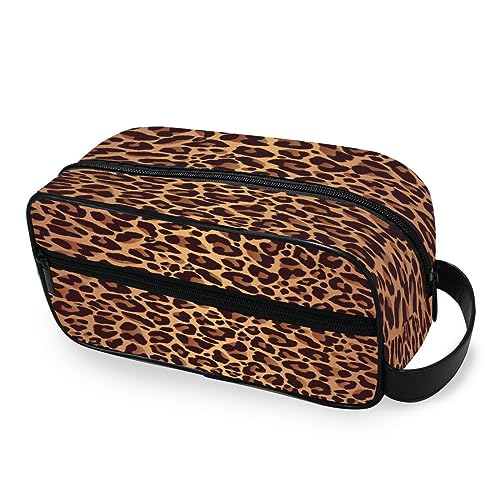 Tragbare Kulturtasche Tier Leopard Haut Muster Reise Waschtasche Multifunktions Kosmetiktasche Make-up-Tasche Aufbewahrungstasche für Frauen Männer Jungen Mädchen, multi von HMZXZ
