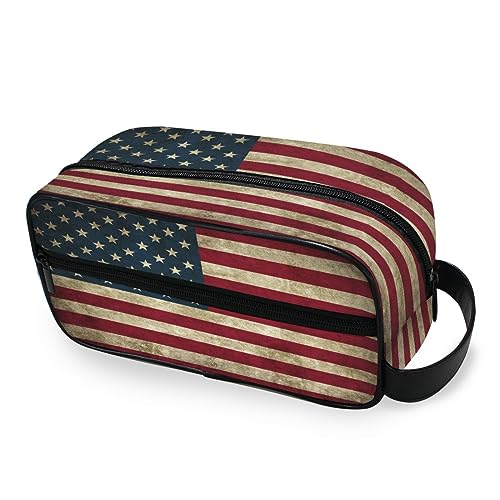 Tragbare Kulturtasche Vintage Amerika Flagge Reise Waschtasche Multifunktions Kosmetiktasche Make-up-Tasche Aufbewahrungstasche für Frauen Männer Jungen Mädchen, multi von HMZXZ