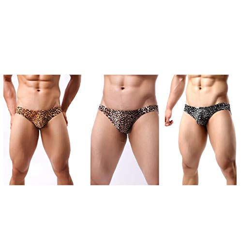 HNJZX Herren-Unterhosen mit Leopardenmuster, niedrige Taille, tiefer Bund, Größe L, 3er-Pack von HNJZX