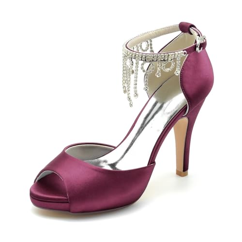 Damen Brautschuhe High Heels offene Zehenpartie,Knöchelriemen, Stiletto Pumps für Hochzeiten,Abschlussbälle,3.95" Damen Brautschuhe High Heels offene Zehenpartie,Knöchelriemen, Stiletto Pumps für Hochzeiten,Abschlussbälle,3.95" von HNVAVQ
