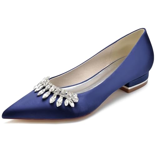 Damen Hochzeits Flats mit spitzer Spitze, Bequeme Satin Hochzeitsschuhe, Flache Brautschuhe, niedrige Absätze, Abend, Abschlussball, Party, Pumps, Sandalen mit Strasssteinen, 2,5 cm Damen Hochzeits Flats mit spitzer Spitze, Bequeme Satin Hochzeitsschuhe, Flache Brautschuhe, niedrige Absätze, Abend, Abschlussball, Party, Pumps, Sandalen mit Strasssteinen, 2,5 cm von HNVAVQ