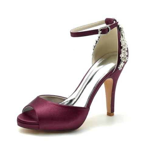 Damen Hochzeitssandalen mit Absatz, Elegante Pumps mit Strasssteinen, Knöchelriemen High Heels für Hochzeit, Abend, Party, Abschlussball, Brautschuhe, 10 cm Damen Hochzeitssandalen mit Absatz, Elegante Pumps mit Strasssteinen, Knöchelriemen High Heels für Hochzeit, Abend, Party, Abschlussball, Brautschuhe, 10 cm von HNVAVQ