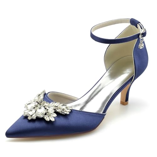 Damen Pumps mit Knöchelriemen und Absatz, Hochzeitsschuhe, geschlossene Sandalen mit Strasssteinen, Kitten Heels,mittelhoher Absatz, Brautschuhe, 6 cm Damen Pumps mit Knöchelriemen und Absatz, Hochzeitsschuhe, geschlossene Sandalen mit Strasssteinen, Kitten Heels,mittelhoher Absatz, Brautschuhe, 6 cm von HNVAVQ