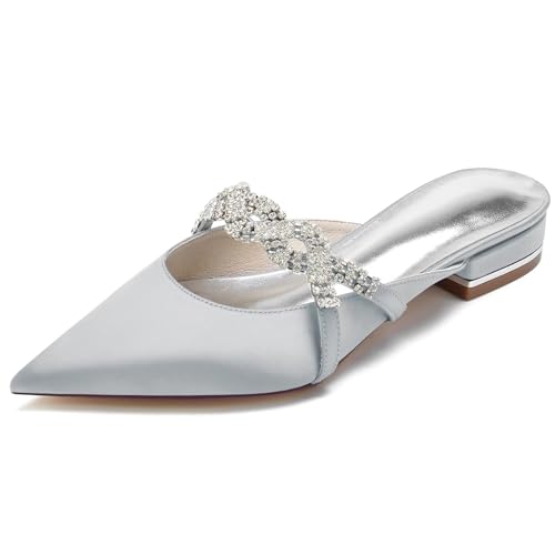 HNVAVQ Damen Hochzeitssandalen, geschlossen, spitz Brautschuhe, niedrige Absätze, Slipper mit Strasssteinen für Hochzeit, Abschlussball, Abend, Party HNVAVQ Damen Hochzeitssandalen, geschlossen, spitz Brautschuhe, niedrige Absätze, Slipper mit Strasssteinen für Hochzeit, Abschlussball, Abend, Party von HNVAVQ