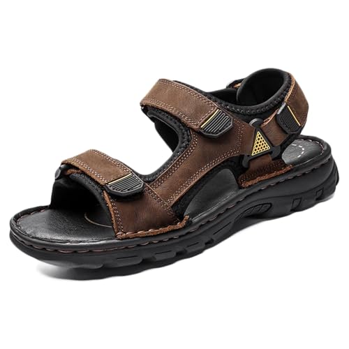 HNVAVQ Herren-Sport-Sandalen Atmungsaktive Outdoor-Fischer-Schuhe Sommer Leder Wandersandalen von HNVAVQ