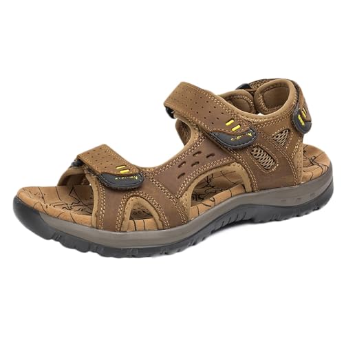 HNVAVQ Herren-Sport-Sandalen Wander-Sandalen Outdoor-Leder-Sandalen Casual Beach Sandals von HNVAVQ