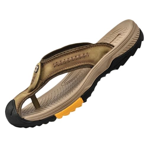 Herren Flip Flops Leder Sandalen Geschlossene Zehe Comfy Hausschuhe Pantoletten Sommer Strand Sandalen Outdoor Badelatschen von HNVAVQ