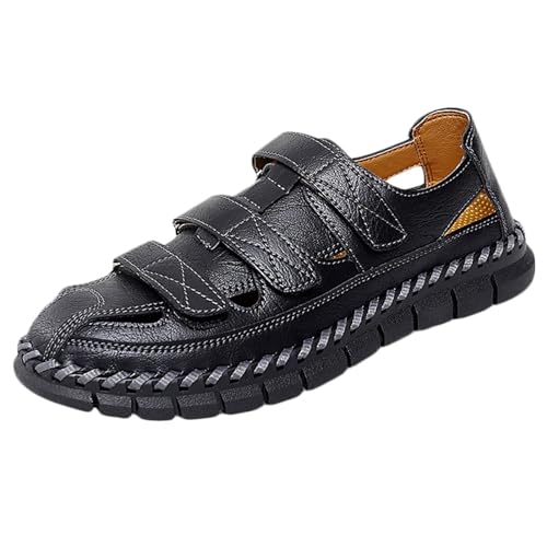 Herren Geschlossene Zehe Sandalen aus Leder Bequem Atmungsaktiv Outdoor Sport Trekking Wandersandalen Fischer Sandale Strand Schuhe von HNVAVQ