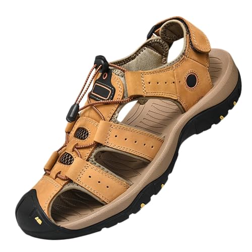 Herren Geschlossene Zehe Wandern Sandalen Sport Outdoor Wanderschuhe für Sommer Leder Trekkingsandalen Atmungsaktive Strand Sandale Männer von HNVAVQ