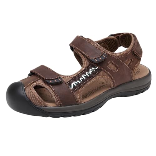 Herren Geschlossene Zehen Sandalen aus Leder Sport Outdoor Sandalen Wasserschuhe Sommer Strand Sandalen Fischer Sandalen von HNVAVQ