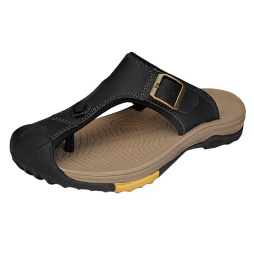 Herren Leder Flip Flops Geschlossene Zehe Wandersandalen Zehentrenner Sports Sandalen Pantoffeln Sandalen von HNVAVQ