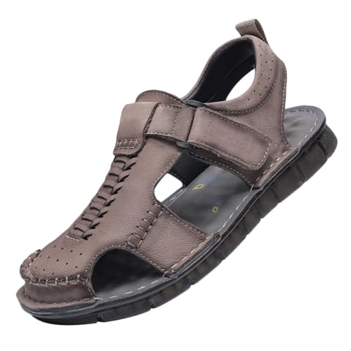 Herren Leder Sandalen Strand Wandersandale Sommer Bequeme Trekkingschuhe Wanderschuhe Sport Outdoor Wasser Schuhe Geschlossene Sandalen von HNVAVQ