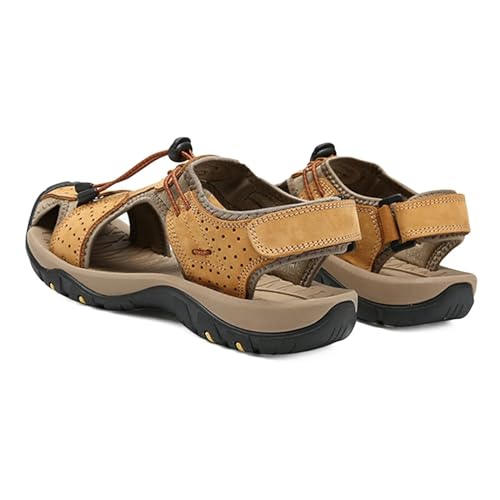 Herren Leder Wandersandalen Geschlossene Zehe Sportliche Sandalen Beiläufige Wasserschuhe Strand Fischersandalen von HNVAVQ