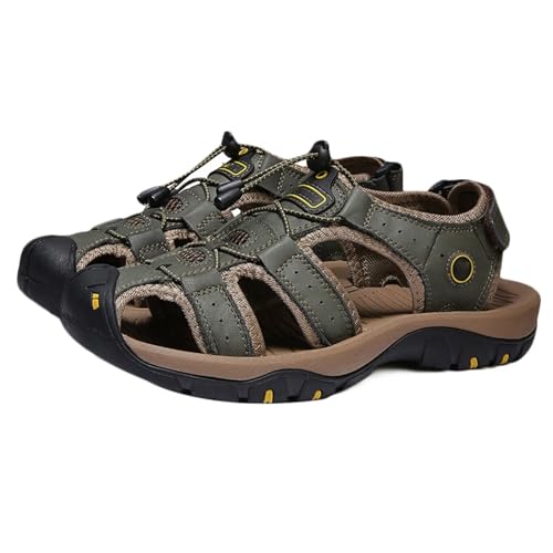 Herren Ledersandalen Geschlossene Zehe Sportliche Wandersandalen Wasserdicht Fischersandalen von HNVAVQ